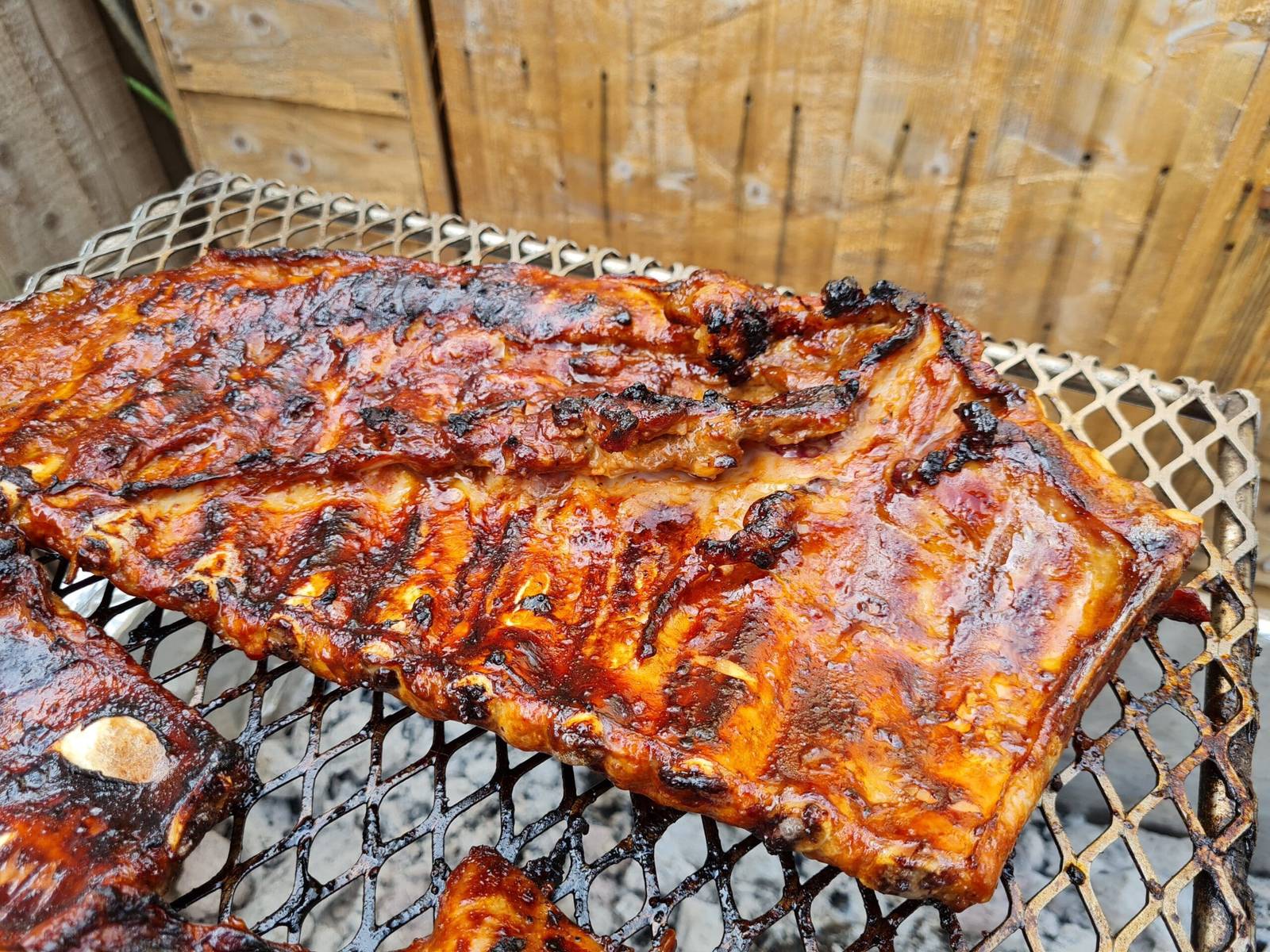 Glazed ribs on the grill