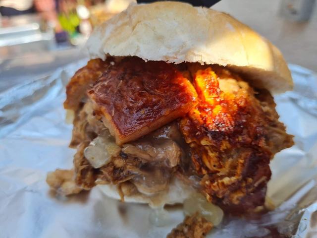 Hog roast roll with crackling