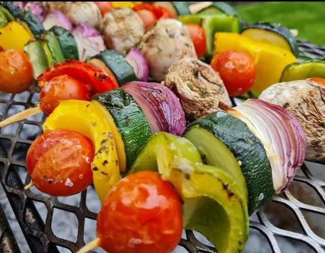 Vegetable kebabs on the grill